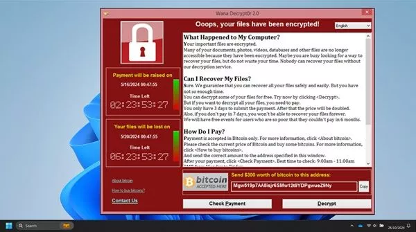 Illustration: a simulated ransomware screenshot